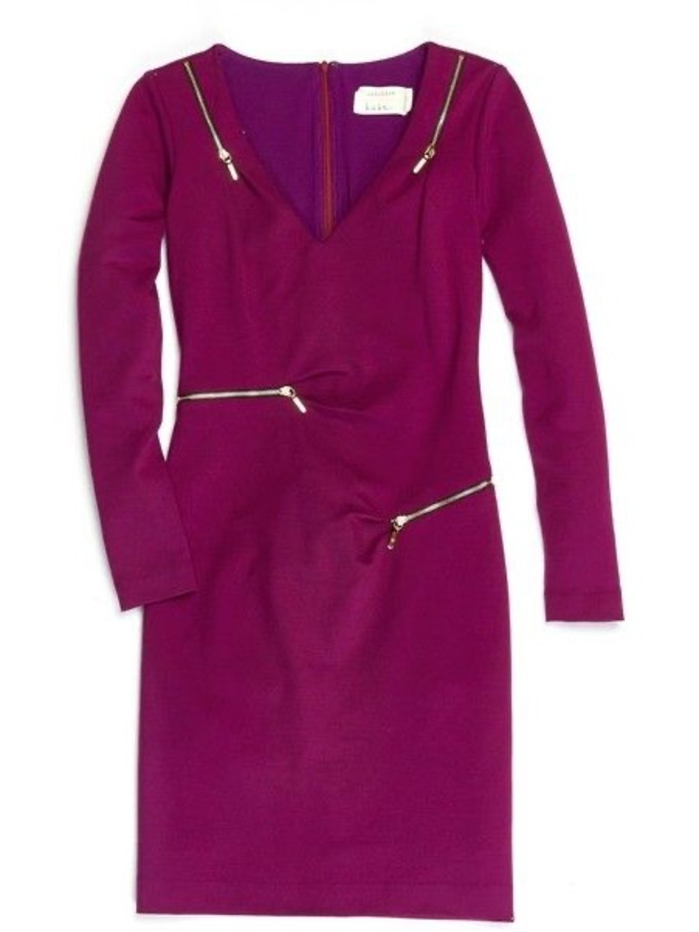 Artelier Nicole Miller Purple Gold Zip Sheath Dress Size 12